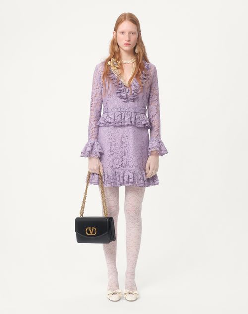 Valentino - Short Dress In Heavy Lace - Lavander - Woman - Ready To Wear