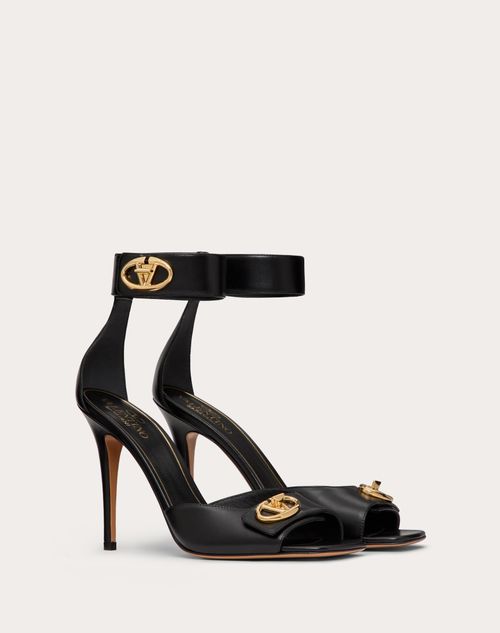 Valentino Garavani - Sandalias Vlogo Locker De Cuero De Becerro Con Tacón De 105 mm - Negro - Mujer - Calzado