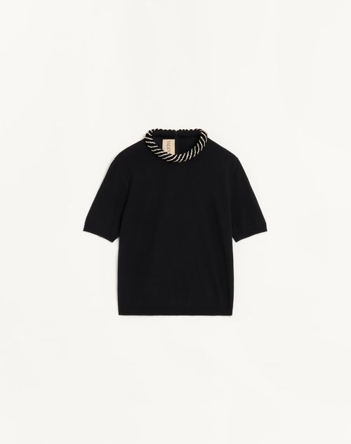 Valentino - Valentino Embroidered Wool Sweater - Black - Woman - Knitwear