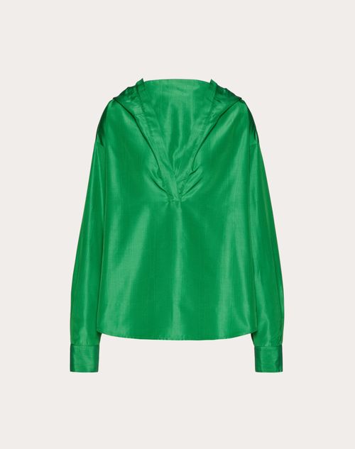 Valentino - Moiré Anorak - Green - Woman - Pea Coats