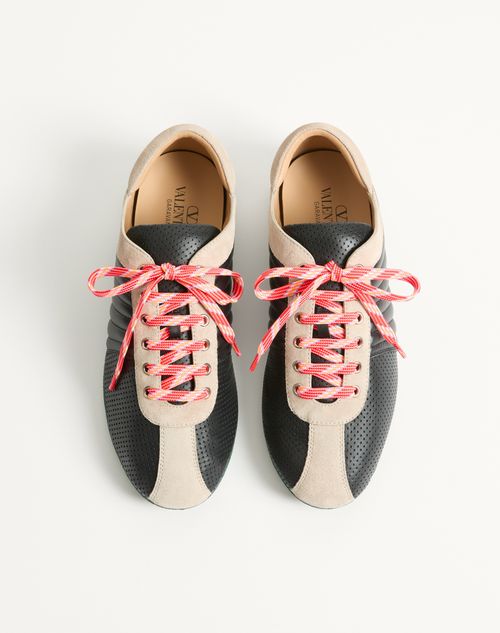 Valentino Garavani - Strikie Sneaker In Perforated Nappa And Suede - Black - Man - Sneakers