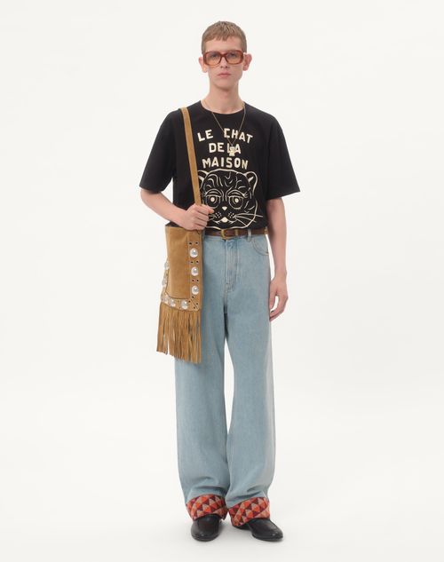 Valentino - Cotton T-shirt With Chat De La Maison Print - Black/butter - Man - Shelf - Mrtw - Fancy Daywear W1
