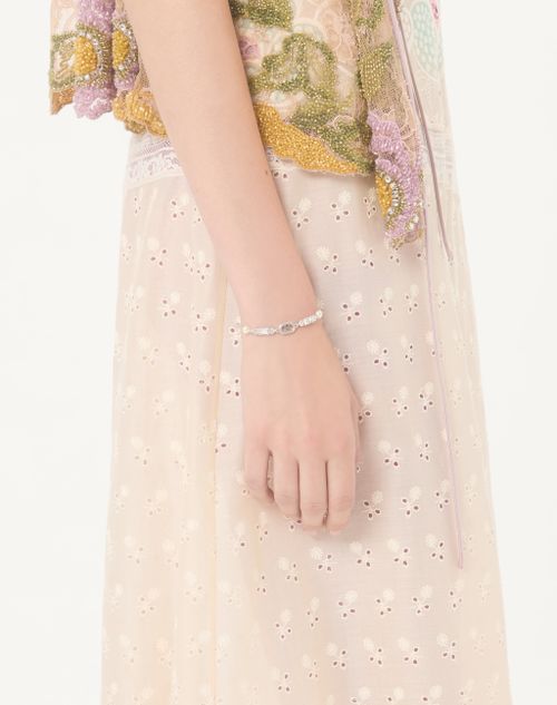 Valentino Garavani - Ovalette Bracelet In Metal, Pearls And Swarovski® Crystals - Rhodium - Woman - Jewelry