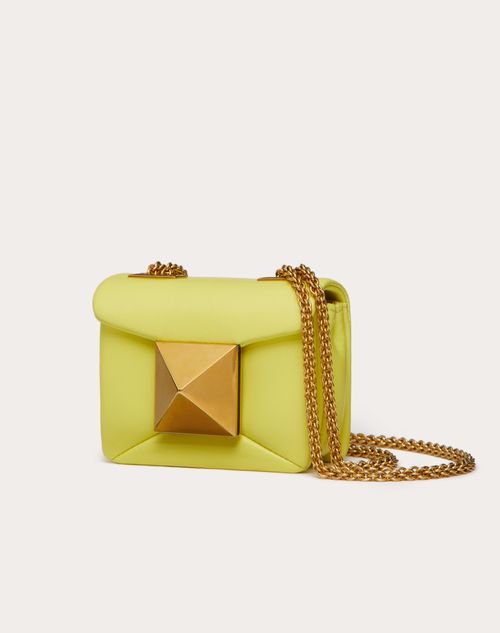 One Stud Nappa Micro Bag With Chain for Woman in Yellow | Valentino US