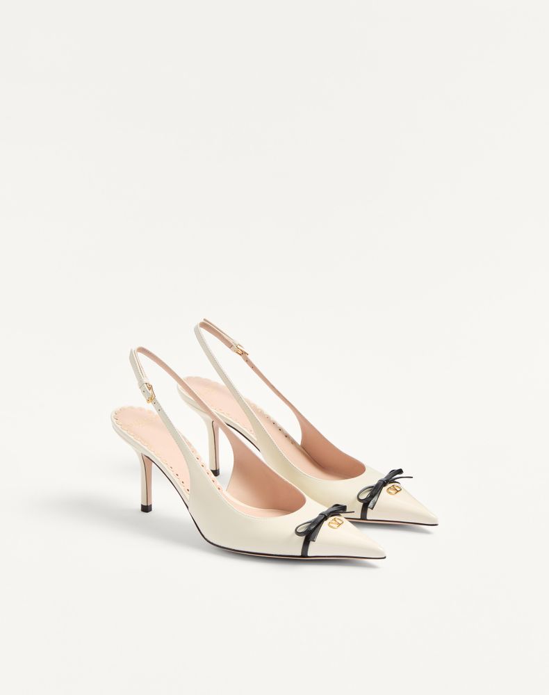 Valentino Garavani Bepointy Slingback Pump In Patent Leather And Kidskin 80Mm Woman Ivory/Black 40.5