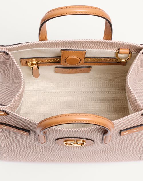 Valentino Garavani - Valentino Garavani Antibes Small Shopping Bag In Canvas - Natural - Woman - Totes