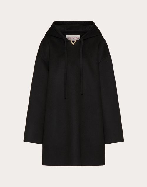 Valentino - Compact Drap Hoodie - Black - Woman - Jackets And Blazers