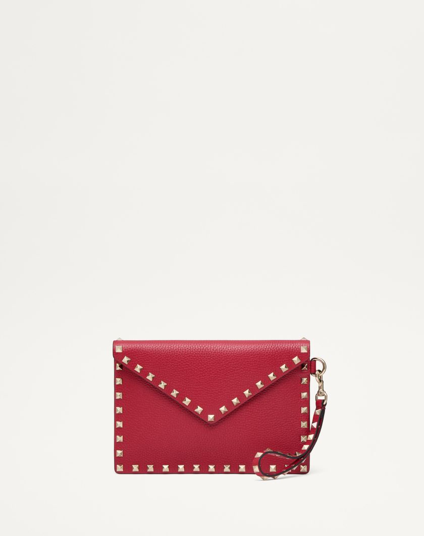 Valentino Handbags Pouch Rockstud In Vitello Granato per Donna in Rosso V. | Valentino IT