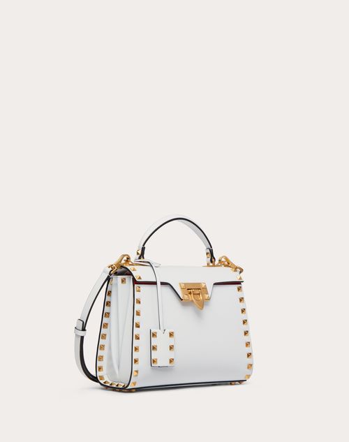Valentino Garavani - Small Rockstud Grainy Calfskin Handbag - Optic White - Woman - Woman Bags & Accessories Sale