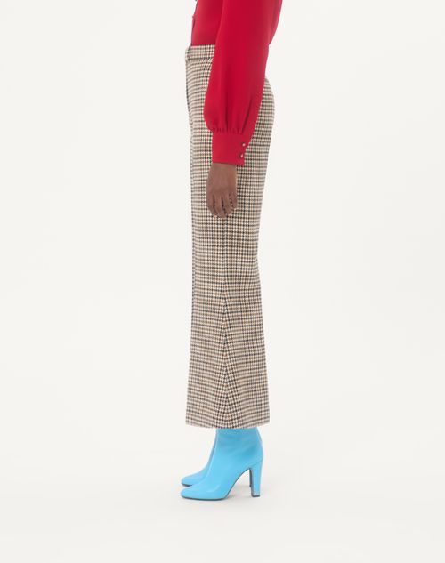 Valentino - Houndstooth Trousers - Beige - Woman - Trousers And Shorts