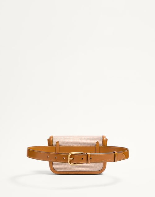 Valentino Garavani - VALENTINO GARAVANI 9TO5 CANVAS BELT BAG - Natural/tobacco - Woman - Belt Bags