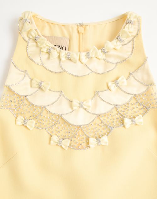 Valentino - Embroidered Crepe Couture Short Dress - Yellow - Woman - Dresses