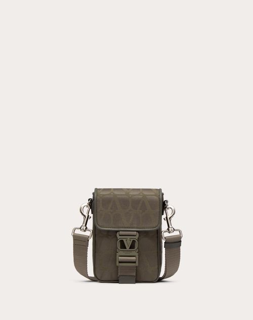 Valentino Garavani - Toile Iconographe Shoulder Bag In Technical Fabric With Leather Details - Military Green - Man - Clutches And Pouches