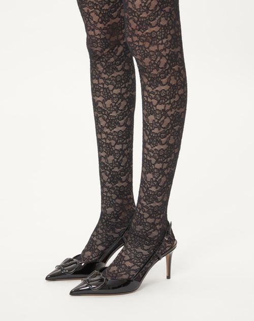 Valentino Garavani - Vlogo Signature Patent Leather Slingback Pump 80mm / 3.15 In. - Black - Woman - Pumps