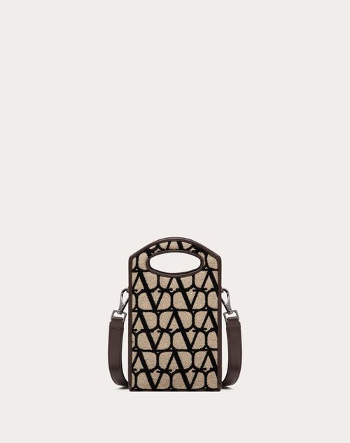 Mini Crossbody Bag With Toile Iconographe Print And Leather Details for Man  in Beige/black