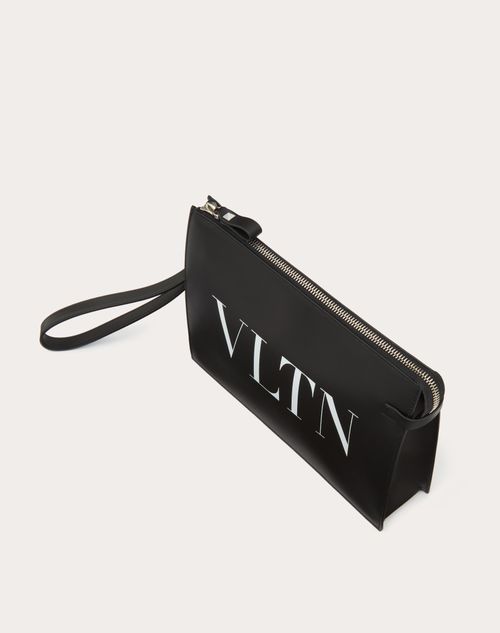 Vltn カーフスキン ポーチ for メンズ インチ ブラック/ホワイト