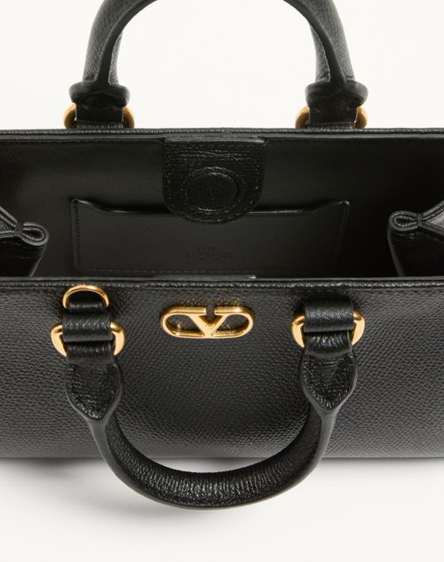 Valentino Garavani - Mini Vlogo Signature Bag In Grainy Calfskin - Black - Woman - Top Handle Bags