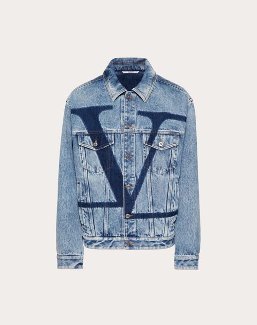 DENIM JACKET WITH VLOGO SIGNATURE PRINT