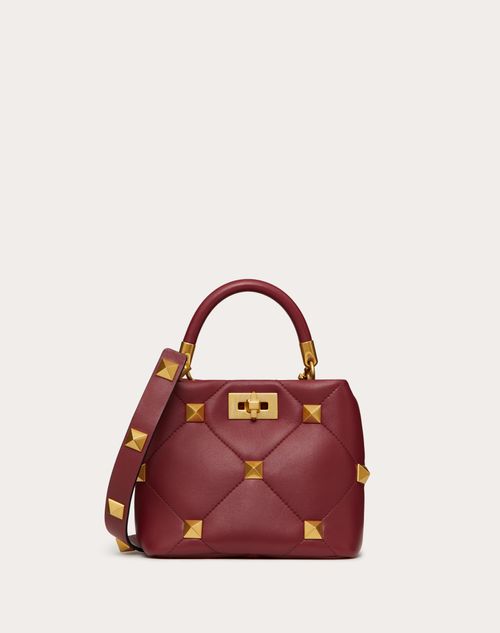 Valentino Garavani - Small Roman Stud The Handle Bag In Nappa - Ruby - Woman - Top Handle Bags
