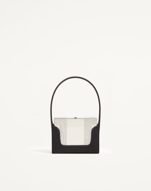Valentino Garavani - Minaudière Valentino Garavani Minaumorphe De Metal Con Cristales De Swarovski® Y Estuche De Satén - Paladio/negro - Mujer - Bolso De Mano