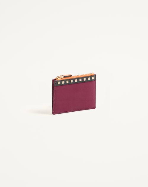 Valentino Garavani - Valentino Garavani Stud-up Coin And Cardholder In Nylon And Grainy Calfskin - Insolent - Man - Wallets And Small Leather Goods