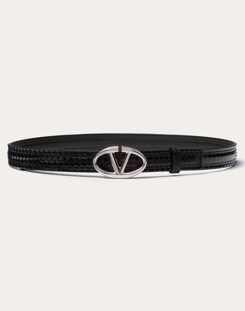 Valentino Garavani - Vlogo The Bold Edition Belt In Ayers 20 Mm - Black - Woman - Belts