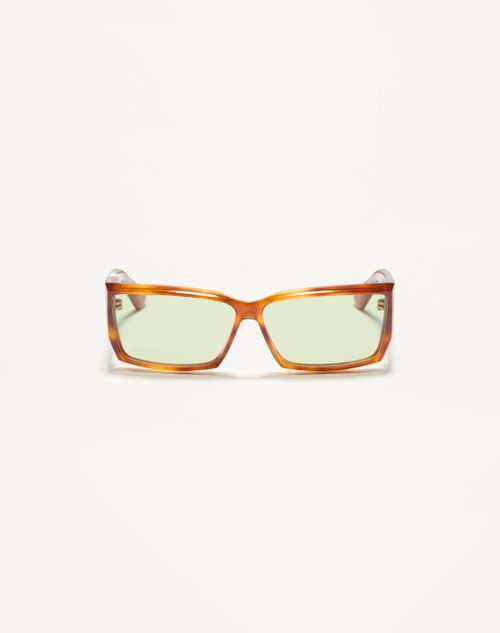 Valentino - Occhiale Rettangolare In Acetato - Havana/verde - Unisex - Occhiali