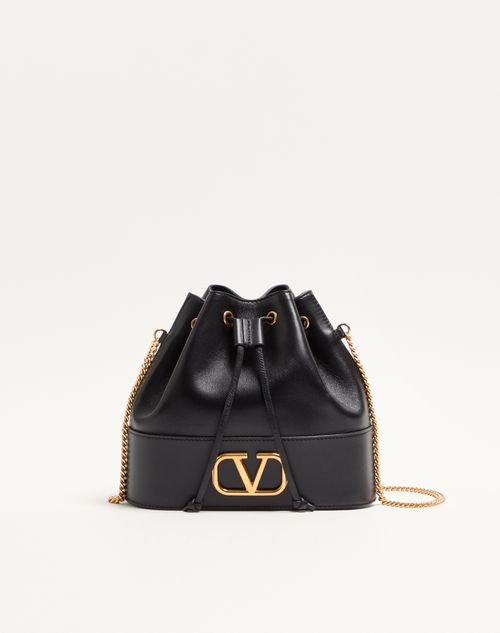 Valentino Garavani - Mini Vlogo Signature Bucket Bag In Nappa Leather - Black - Woman - Shoulder Bags
