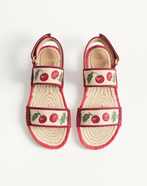 Valentino Garavani - Bribri Sandal With Cherryfic Embroidery - Multicolour - Woman - Sandals
