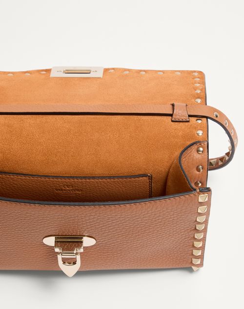 Valentino Garavani - Small Rockstud Grainy Calfskin Crossbody Bag - Almond - Woman - Bags