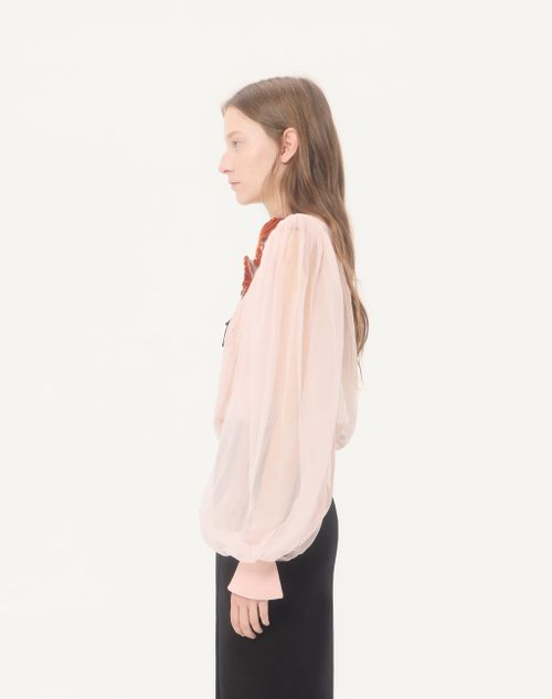 Valentino - Embroidered Organza Top - Pink - Woman - Shirts & Tops