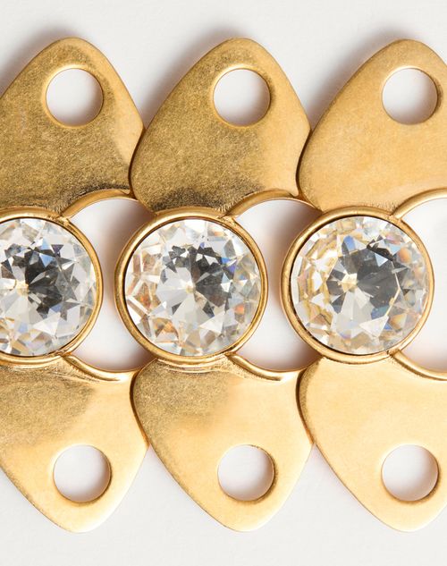 Valentino Garavani - Pages Earrings In Metal And Crystal - Gold/crystal - Woman - Fashion Jewellery