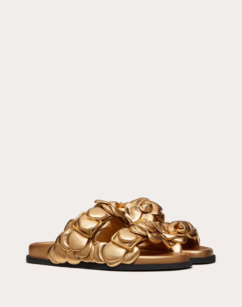 Valentino Garavani - Valentino Garavani Atelier Shoes 03 Rose Edition Slide Sandal 35 Mm - Antique Brass - Woman - Woman Shoes Sale