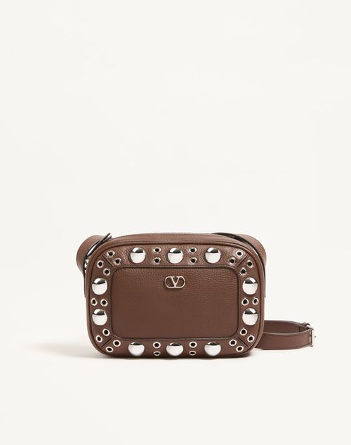 Valentino Garavani - Valentino Garavani Nellcôte Crossbody Bag In Grainy Calfskin - Brown - Woman - Shoulder Bags