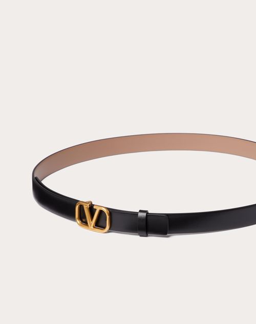 Valentino Garavani Women's Vlogo Signature Reversible Belt in Shiny and Metallic Calfskin 20mm - Belts