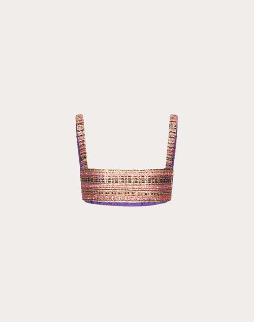 Valentino - Tweed Party Bralette - Purple/fuchsia/gold - Woman - Shirts And Tops