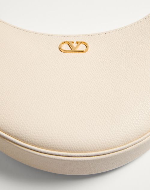 Valentino Garavani - Vlogo Signature Mini Hobo Bag In Grainy Calfskin - Light Ivory - Woman - Shoulder Bags