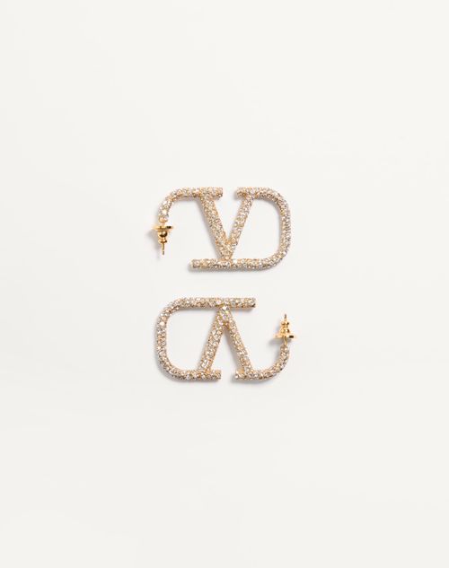 Valentino Garavani - Vlogo Signature Earrings In Metal And Swarovski® Crystals. - Gold/crystal - Woman - Accessories