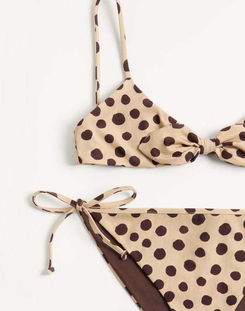 Valentino - Maillot De Bain En Lycra À Pois Plus De Pois Dalmata - Beige/chocolat - Femme - Beachwear