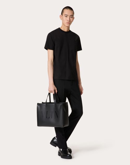 Valentino Garavani - Medium Vltn Leather Shopping Bag - Black - Man - Vltn - M Bags