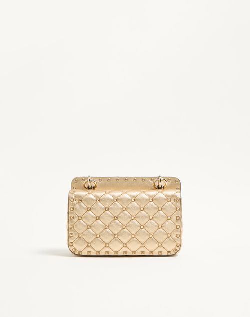 Valentino Garavani - Valentino Garavani Rockstud Spike Small Shoulder Bag In Laminated Nappa - Mekong - Woman - Shoulder Bags