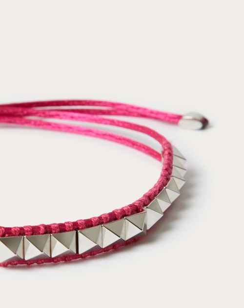 Valentino Garavani - Cotton And Metal Valentino Color Sign Bracelet - Electric Pink - Man - Jewelry