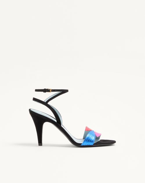 Valentino Garavani - Foliefoliage Suede Sandal 85mm - Black - Woman - Sandals