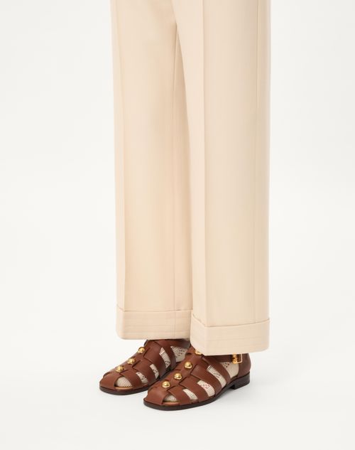 Valentino Garavani - Studshield Fisherman Calfskin Sandal - Tobacco - Man - Shoes