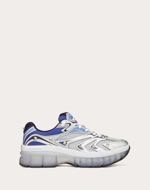 Valentino Garavani - Ms-2960 Low-top Sneaker In Fabric And Calfskin - Silver/electric Blue/black - Man - Trainers