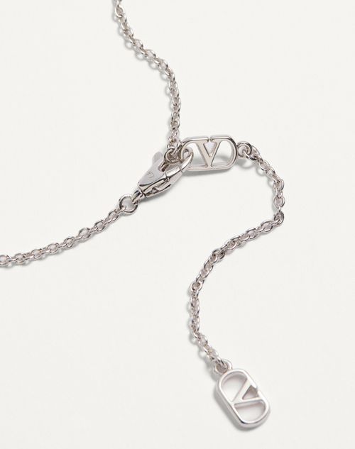 Valentino Garavani - Vlogo Signature Metal Necklace With Pearls And Swarovski® Crystals - Rhodium - Woman - Jewellery