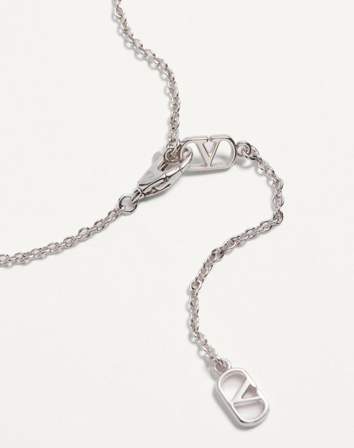 Valentino Garavani - Vlogo Signature Metal Necklace With Pearls And Swarovski® Crystals - Rhodium - Woman - Jewellery