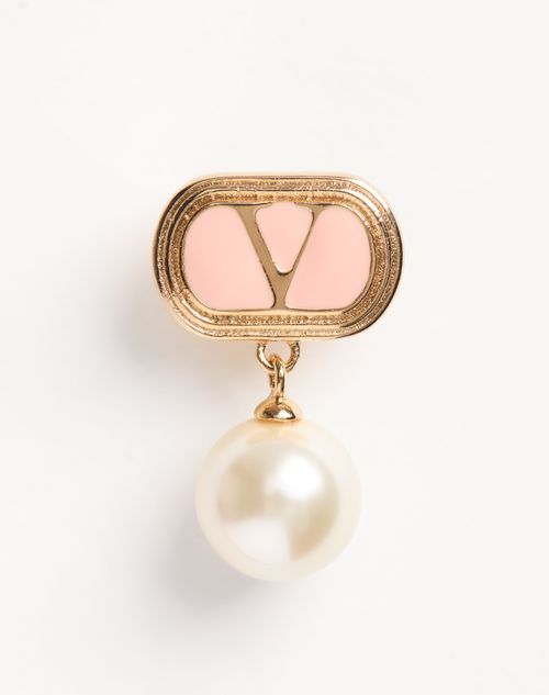 Valentino Garavani - Ovalette Earrings In Metal, Enamel And Swarovski® Pearls - Gold/cream - Woman - Jewellery