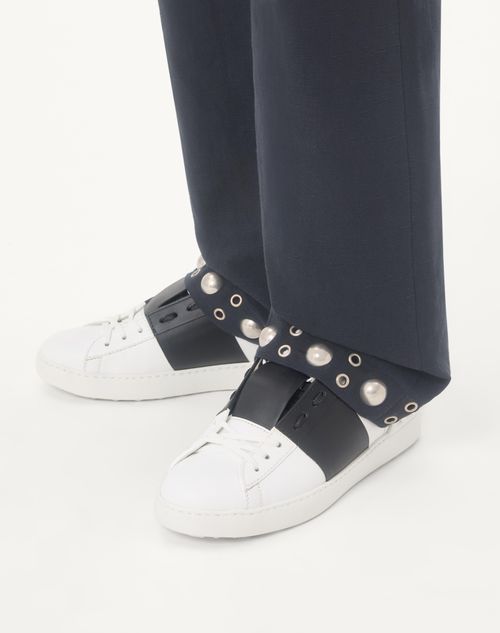 Valentino Garavani - Calfskin Open Sneaker - White/ Black - Man - Sneakers
