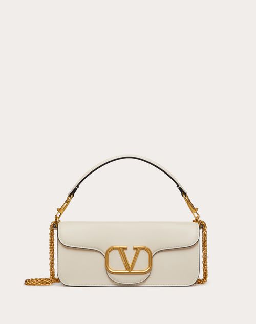 Valentino Garavani - Locò Calfskin Shoulder Bag - Light Ivory - Woman - Shoulder Bags